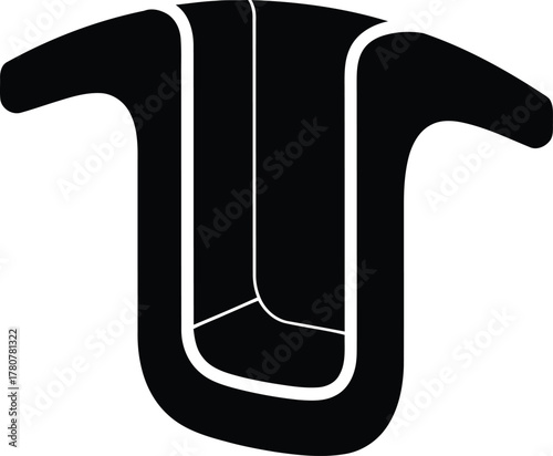 Stylized drawing of a traditional shirt or upper garment in black and white minimalism
