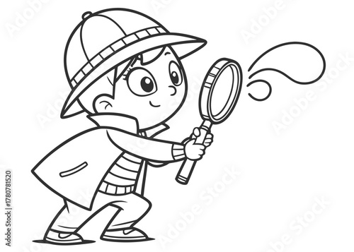 Detective Kid Magnifier Search Clue Illustration