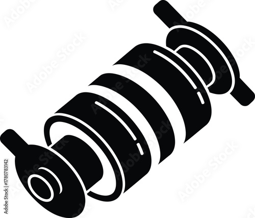 Illustration of a coil shock absorber depicting automotive suspension parts and vehicle engineering mechanics for repair