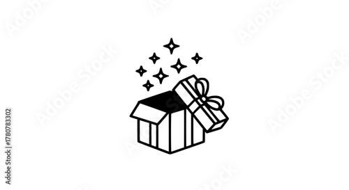 Open present mark black white icon 28.90% 218 155