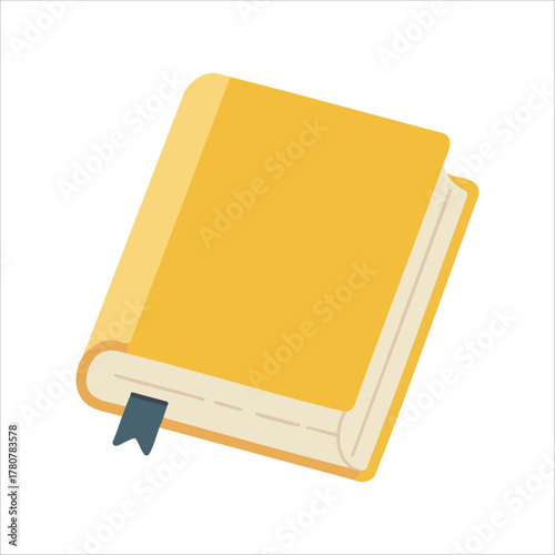 hardcover textbook with silk bookmark ribbon protruding from pages vector art isolated on white background