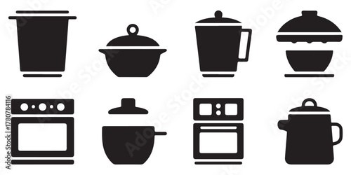 kitchen utensil and appliance silhouettes 