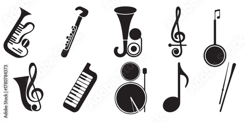  musical instrument silhouettes 