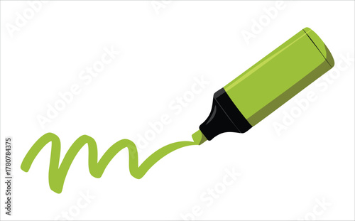 permanent marker top view with cap and barrel vector art isolated on white background