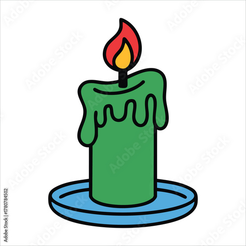 candle diagram with wick and wax detailed vector art isolated on white background