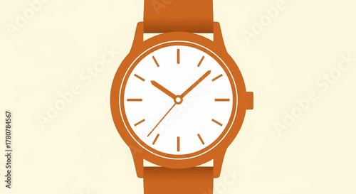 Minimalist orange wristwatch vector illustration for time management concept and project deadlines