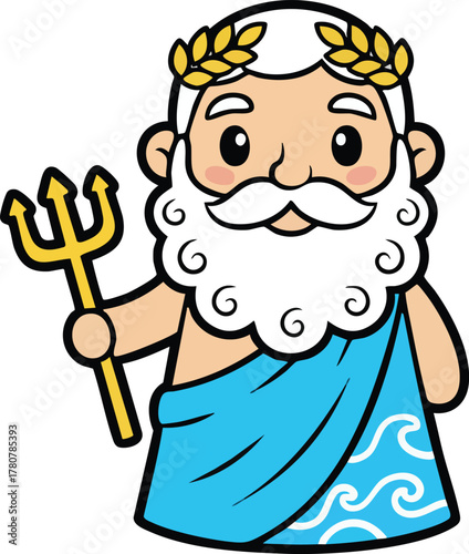 vector illustration of Greek God Poseidon with Trident