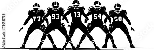 American Football Players in Action Silhouette