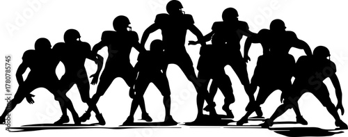 American Football Players in Action Silhouette