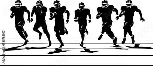 American Football Players in Action Silhouette