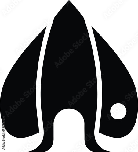 Abstract Spade Shape Symbol Design Black and White Modern Elegant Representation Vector