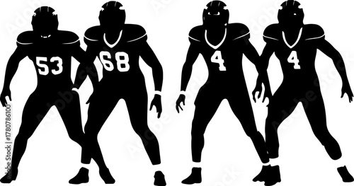 American Football Players in Action Silhouette