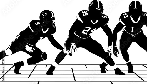 American Football Players in Action Silhouette