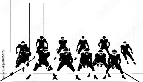American Football Players in Action Silhouette