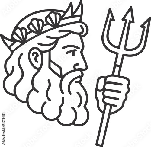 vector illustration of Greek God Poseidon with Trident