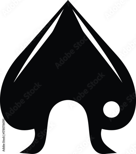 Abstract Black Spade Shape Design with Subtle White Accent Symbolizing Luck and Sophistication