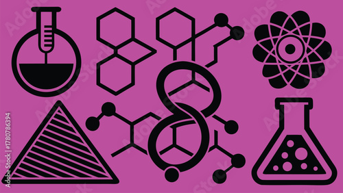Vector illustration icon set design of a DNA symbol and chemistry lab elements