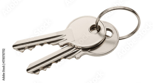 Set of modern steel keys isolated on white background.