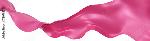 Flying pink silk textile fabric flag background. Smooth elegant pink Satin Isolated on white Background for grand opening ceremony. Pink curtain. 3d png illustration
