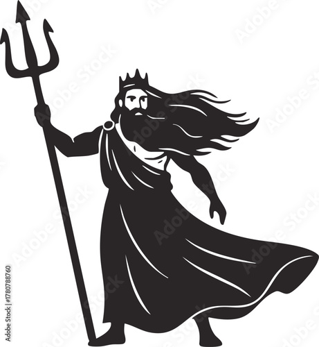 vector illustration of Greek God Poseidon with Trident