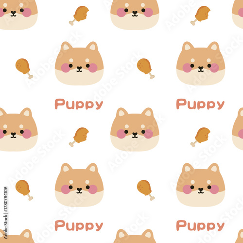 Cute Akita dogs Seamless Pattern