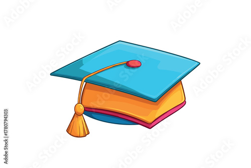 Graduation cap design for celebration and school events. Colorful vector