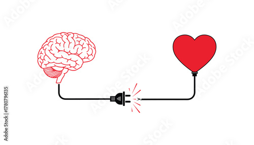 Connect your mind and heart together vector illustration