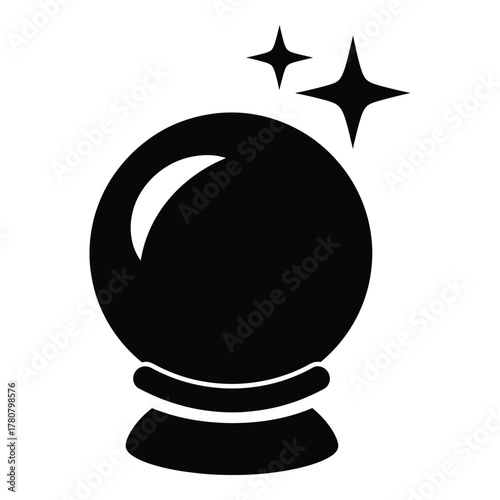 Mystical crystal ball icon shining brightly on a white background