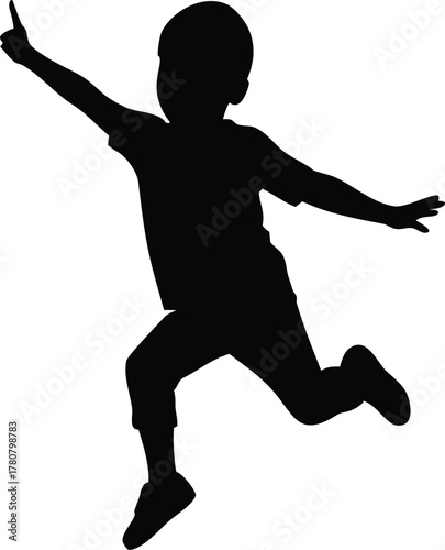 silhouette  of a child jumping in action, perfect for sports, dance, or fitness art