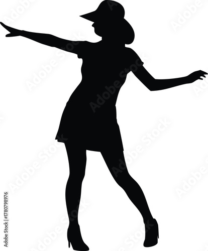 silhouette of a dancing woman with flowing hair