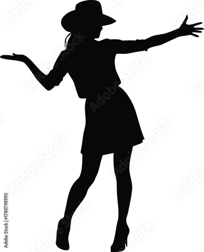 Fashion model's silhouette of a woman dancing with graceful ballet poses