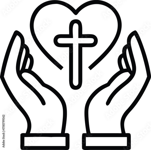 Set of religious cross symbol