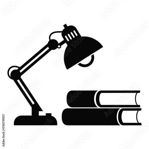 Desk lamp and books graphic illustration for education concept idea