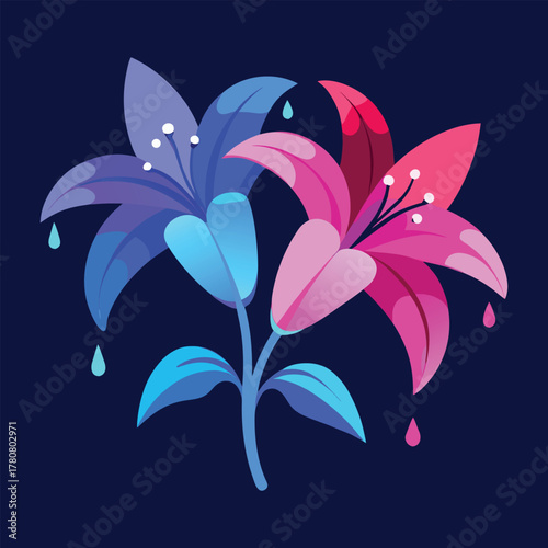 Dual Lilies in Midnight Bloom