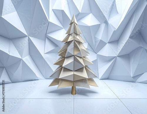 Geometric Christmas Tree with Radiating Lines Background　幾何学模様のクリスマスツリーと放射線状の背景