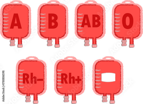 血液型・輸血パックのアイコンイラスト