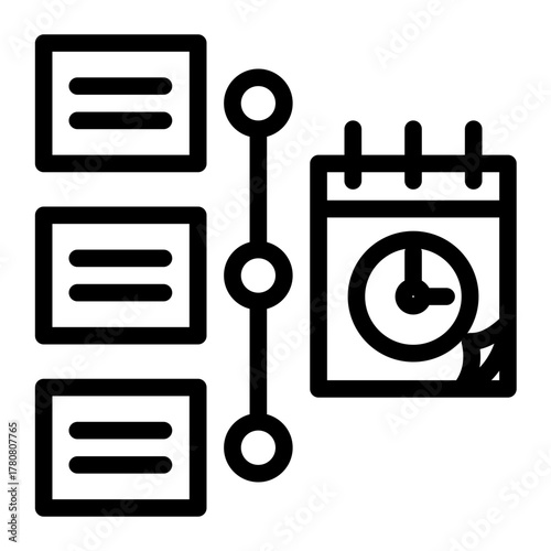 Task Scheduling and Timeline Planning Icon from Time Management Collection (Outline style)