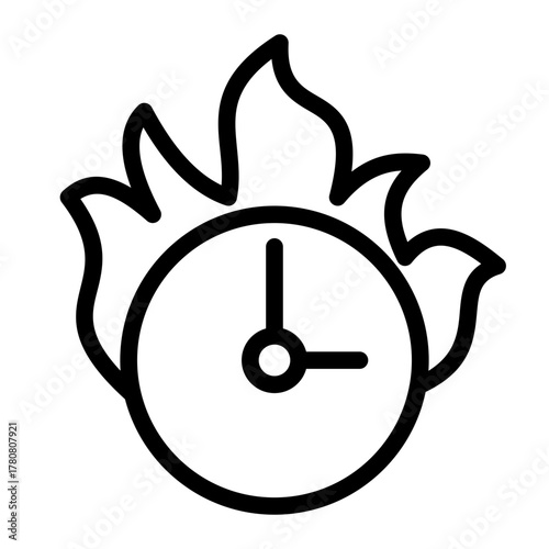 Time Management Fire Flame Deadline Icon from Time Management Collection (Outline style)