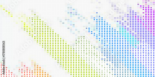 Blue green red occasional opacity vector square tiles mosaic over white background