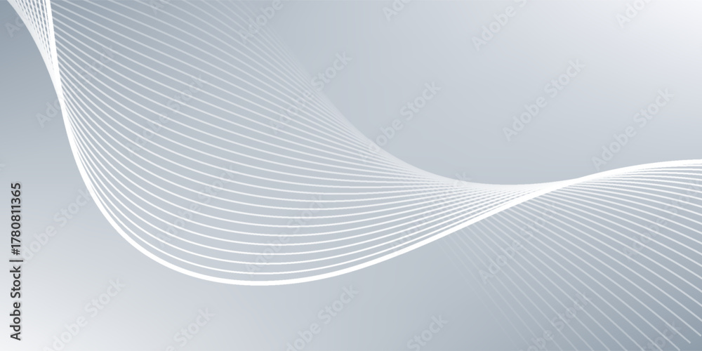 Naklejka premium Gray and white abstract background with flowing particles. line shape background. abstract wavy lines background.