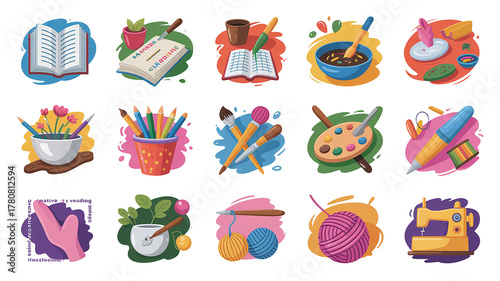 Creative Arts and Crafts Vector Illustrations Set for Various Applications