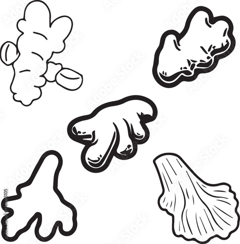 Minimalist Ginger Root Icons