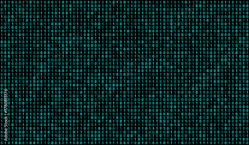 Blue Hacker Rain Vector Background with Flowing Binary 0s and 1s on Black Tech Canvas