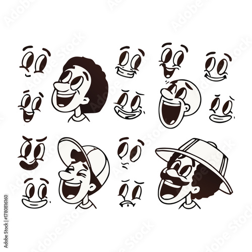 Cartoon Faces Expressing Various Emotions Keywords: cartoon, faces, expressions, emotions, happy
