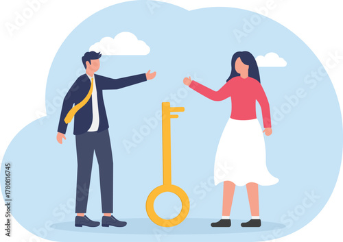 illustration of a joint venture or business collaboration to find business solutions

