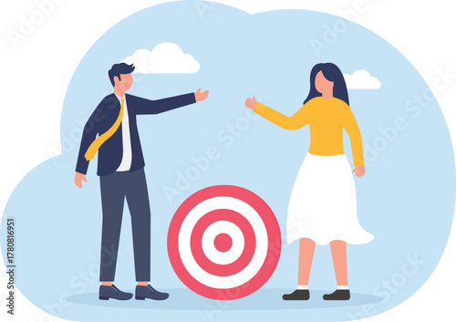 illustration of a joint venture or business collaboration to effectively achieve business targets
