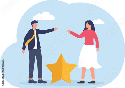 illustration of a joint venture or business collaboration to improve business quality
