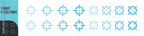 Minimal target or focus point icons in modern style. for design elements related to focus, aim, location, or accuracy, crosshair indicators, precision icon. Color set icon