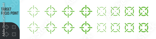 Minimal target or focus point icons in modern style. for design elements related to focus, aim, location, or accuracy, crosshair indicators, precision icon. Color set icon