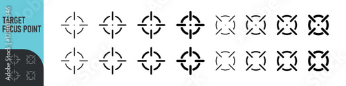 Minimal target or focus point icons in modern style. for design elements related to focus, aim, location, or accuracy, crosshair indicators, precision icon. Color set icon